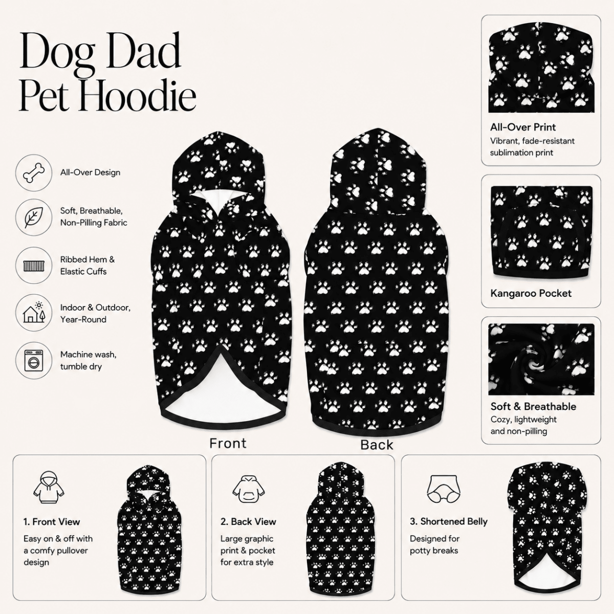 Add on Pet Hoodie - Dog Dad - FluffnCoS