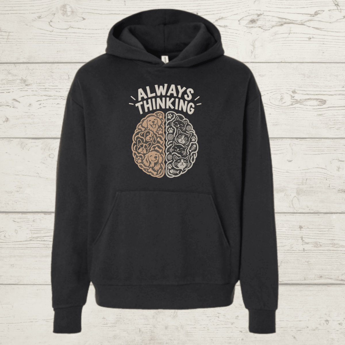 Always Thinking Human Hoodie - FluffnCoblackxssoft