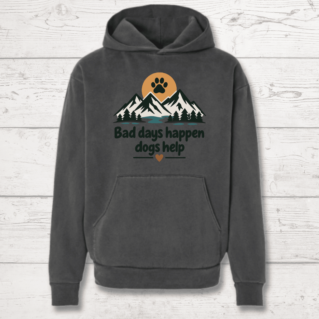 Bad days happen Dogs help Human Hoodie - FluffnCoGrey Heatherxs
