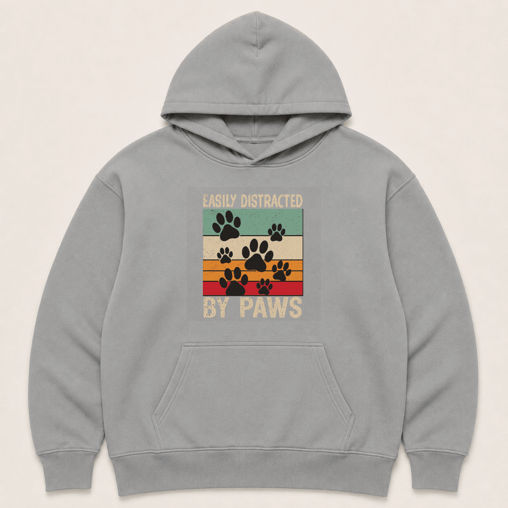 Easily Distracted by Paws Human Hoodie - FluffnCoPigment Blackxshuman only