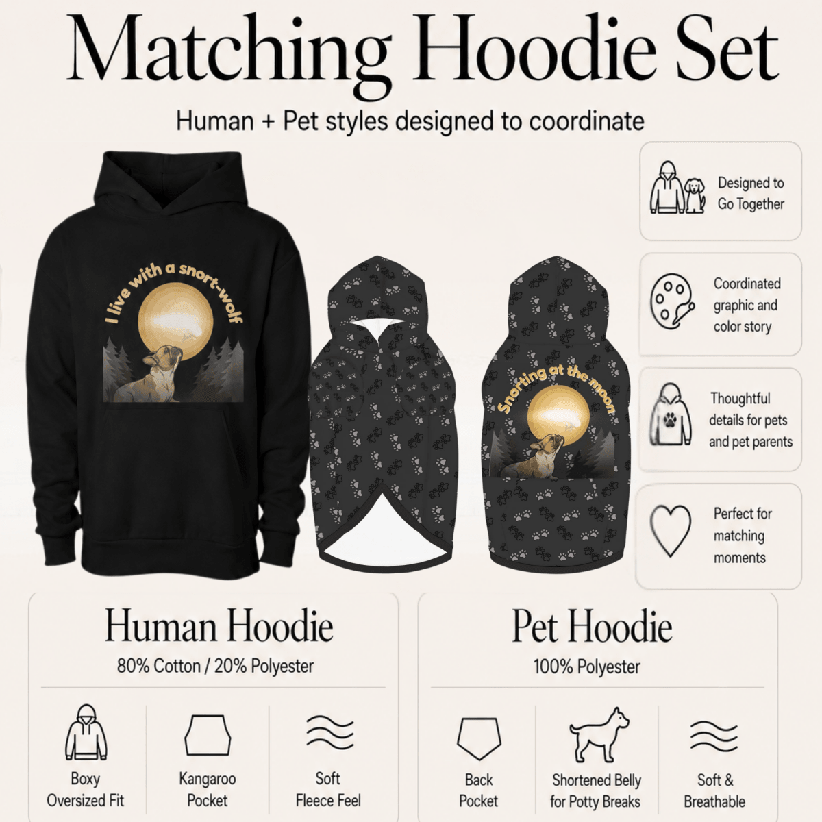 I Live with a Snort-Wolf Matching Pet and Owner Set: French Bulldog - FluffnCoSblackxs