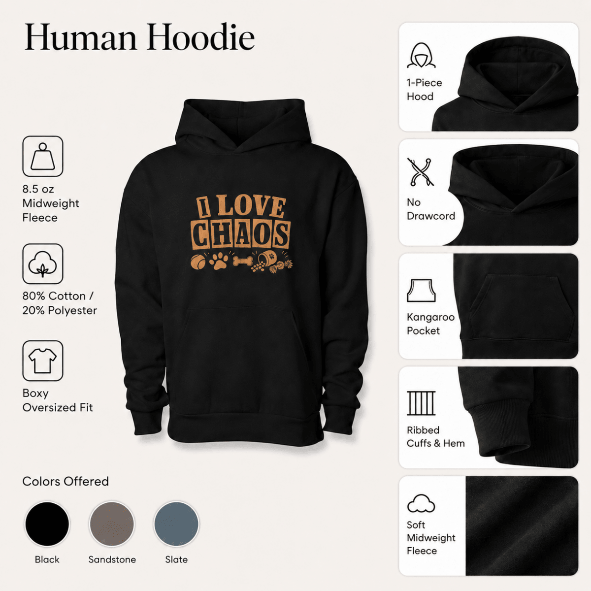 I love Chaos Pet and Owner Matching Hoodie Set - FluffnCoblackxs