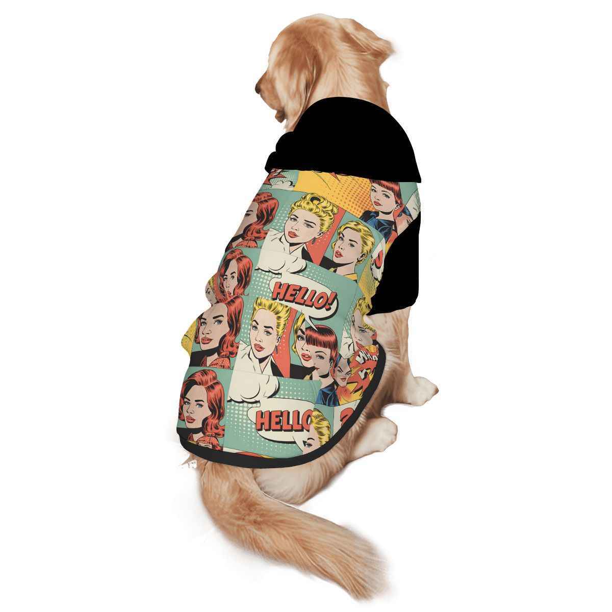 Pet  wearing Vintage Retro Comic Stylish Hoodie Pet Only (Add-on) pet hoodie