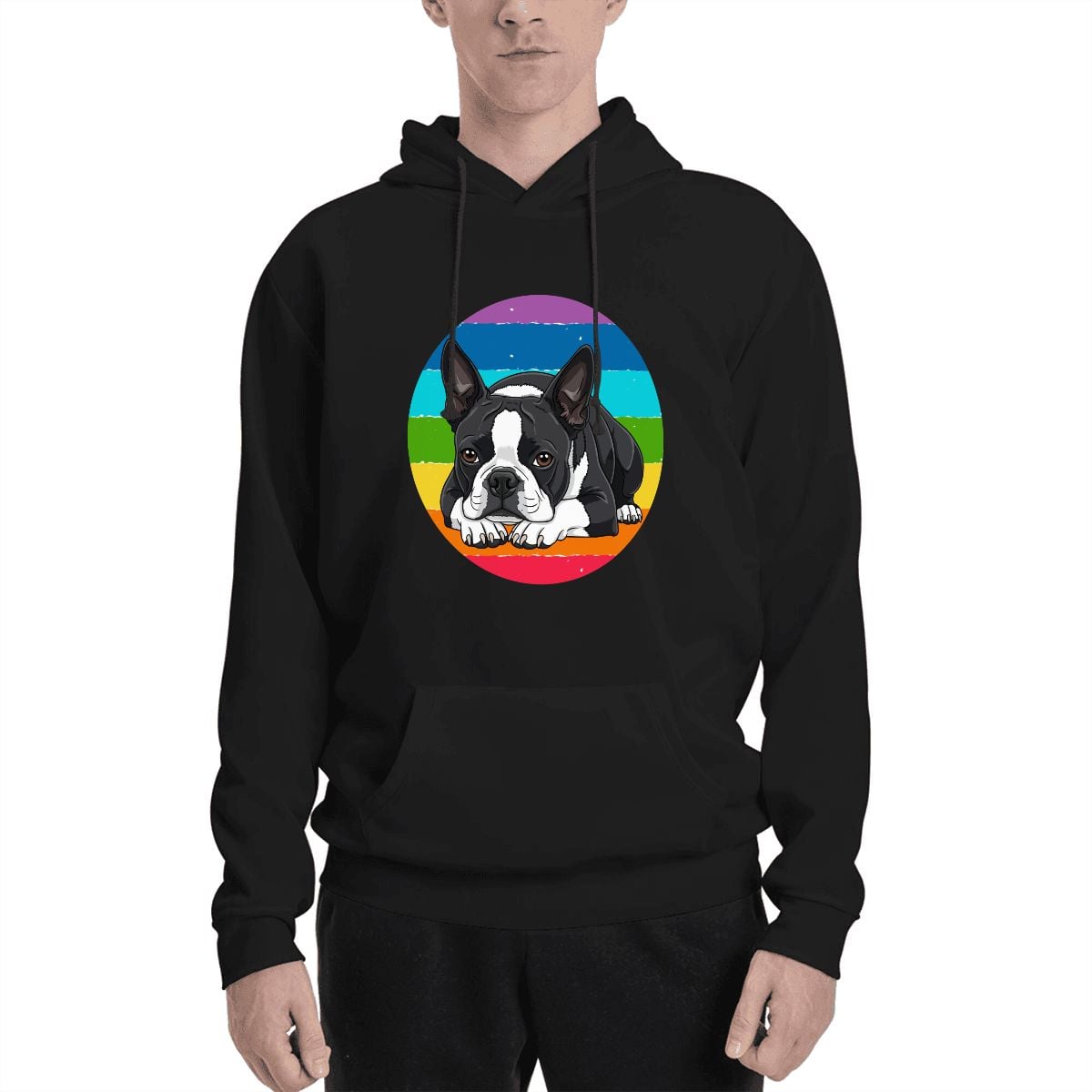 Human wearing Boston Terrier Pet and Owner Set Front View