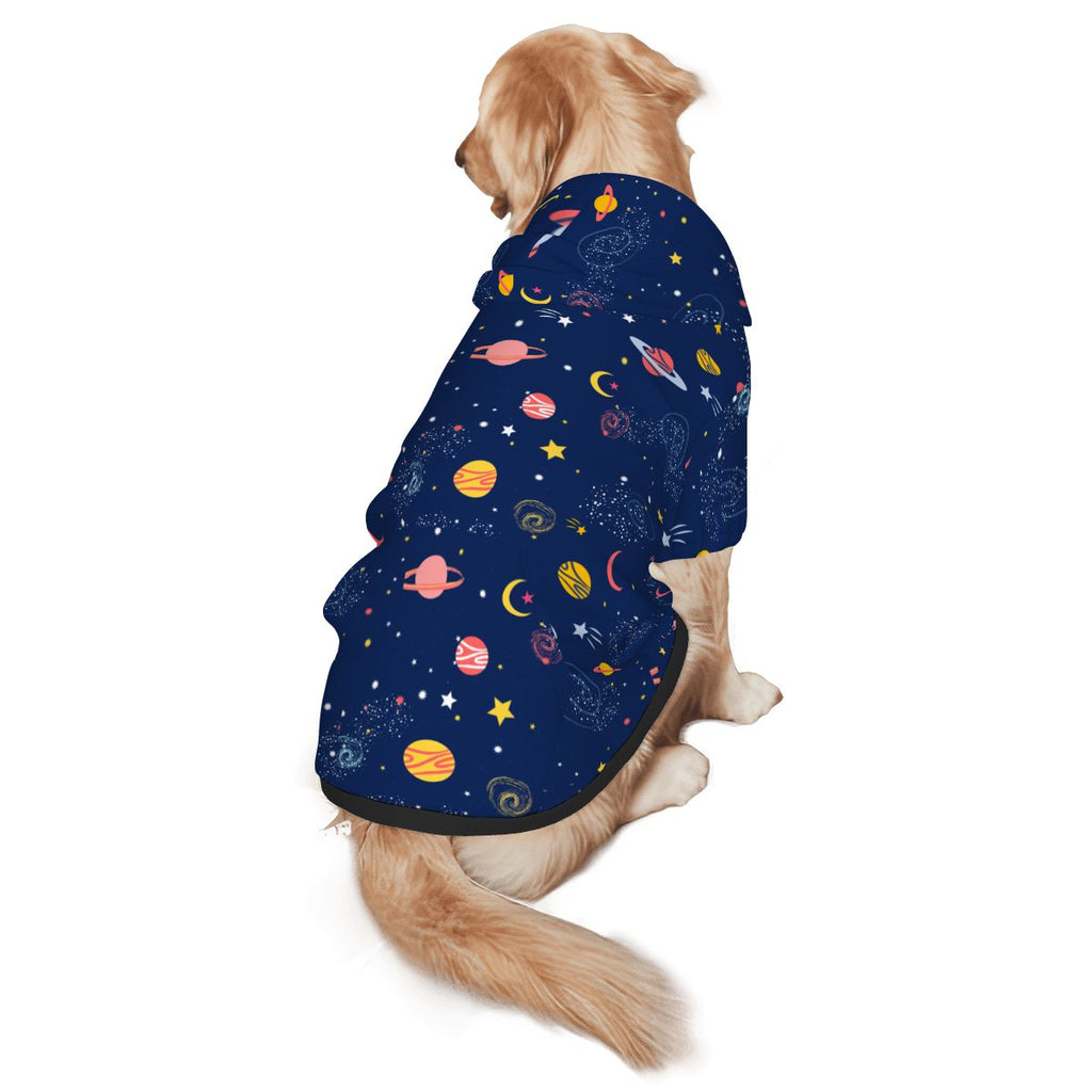  Dog wearing Universe All-Over Nursery Print Cat and Dog Hoodie pet hoodie back view