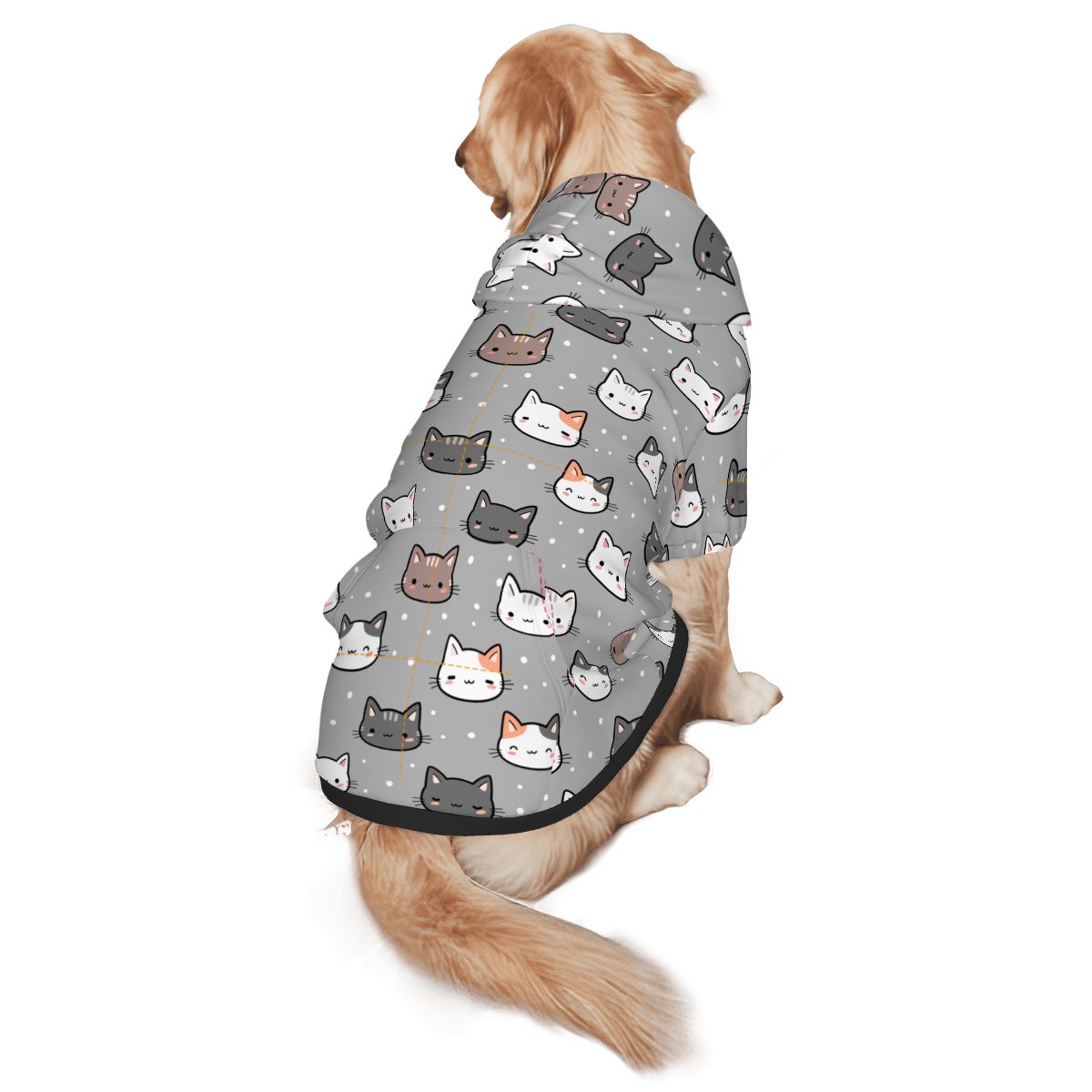 Dog wearing  Cat Face Pet-Only Hoodie (Add-On) pet hoodie back view