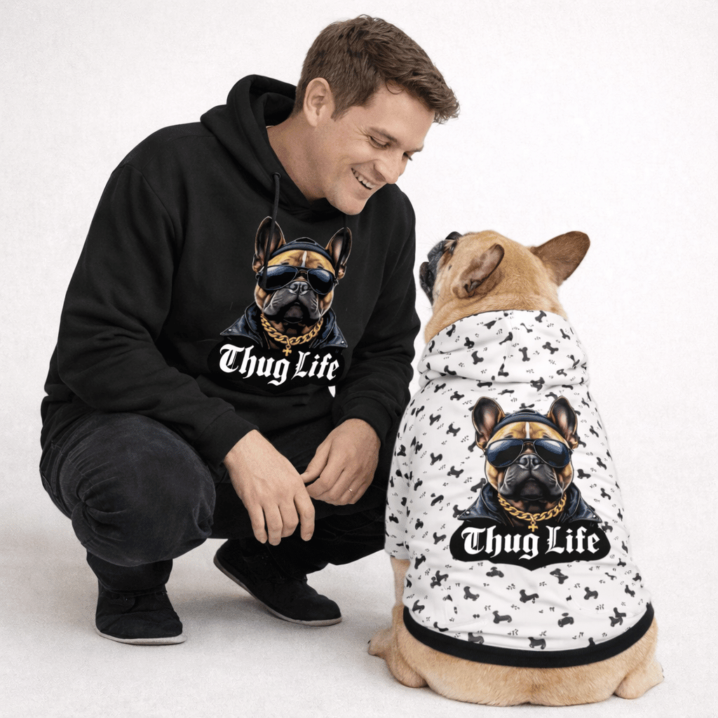 Thug Life French Bulldog Pet & Human Hoodie Set - FluffnCoSandstonexsSmatchingset