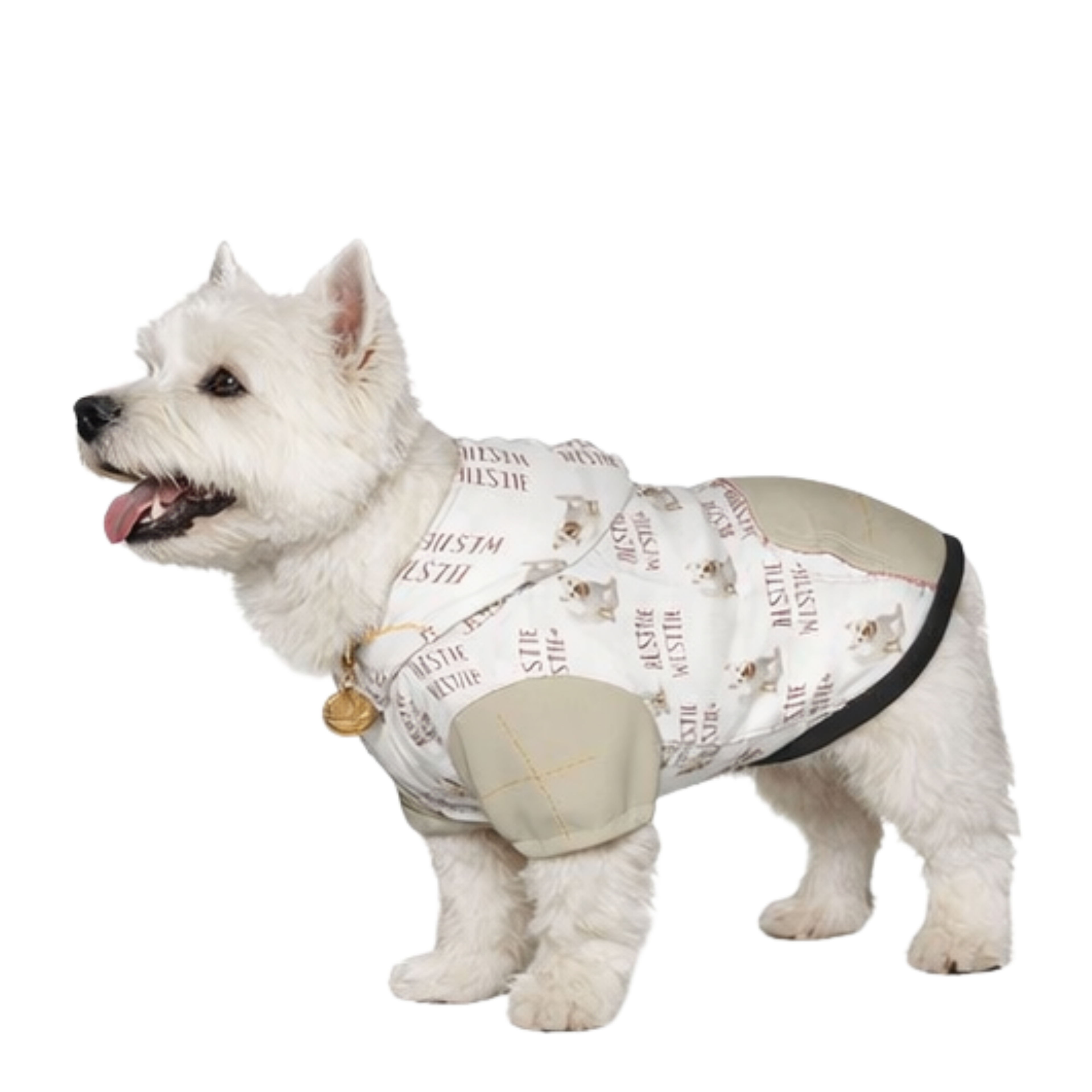 Dog wearing Westie is my Bestie Pet Hoodie Side View 2