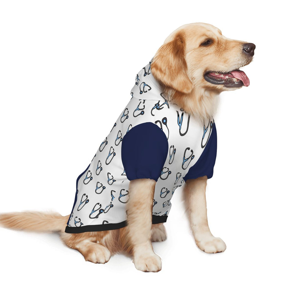 Dog wearing Pet Hoodie My Dog is My Therapist back view