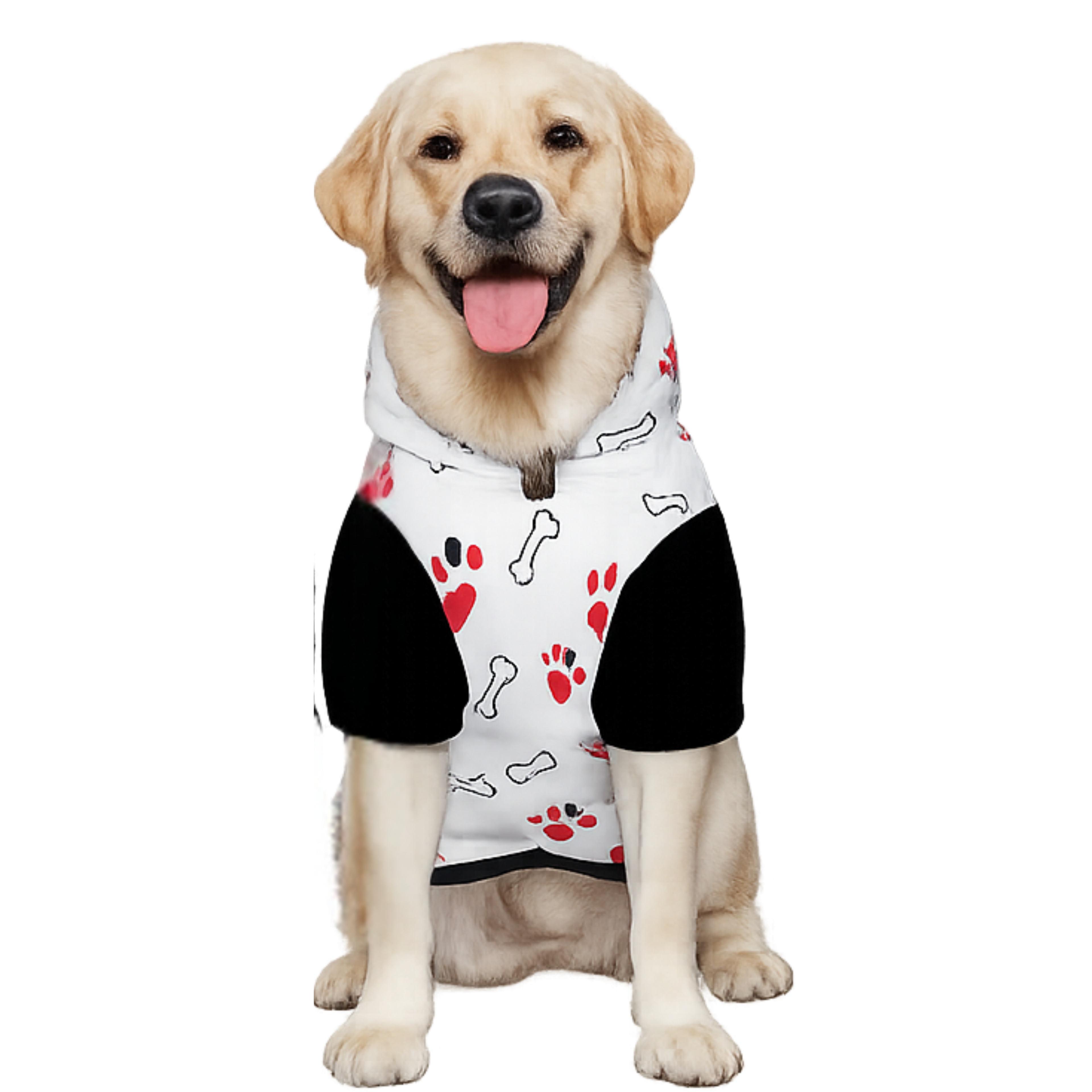 Dog wearing I Love My LifePet Hoodie Side View