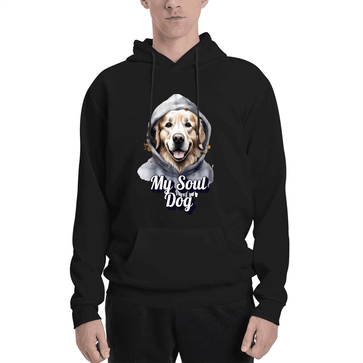 Human wearing Golden Retriever Soul Dog Pet and Owner Set Front View