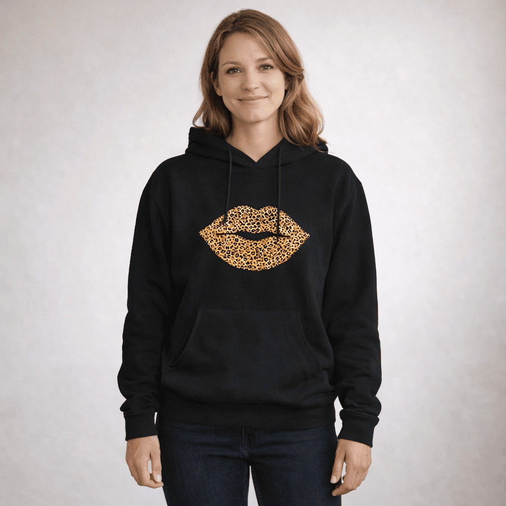 Leopard Lips and Pattern Pet and Human Hoodie Set - FluffnCoBlackSSmatchingset
