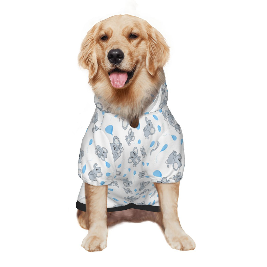 Dog wearing Pastel Elephant Nursery Print Cat and Dog Hoodie pet hoodie side view 2