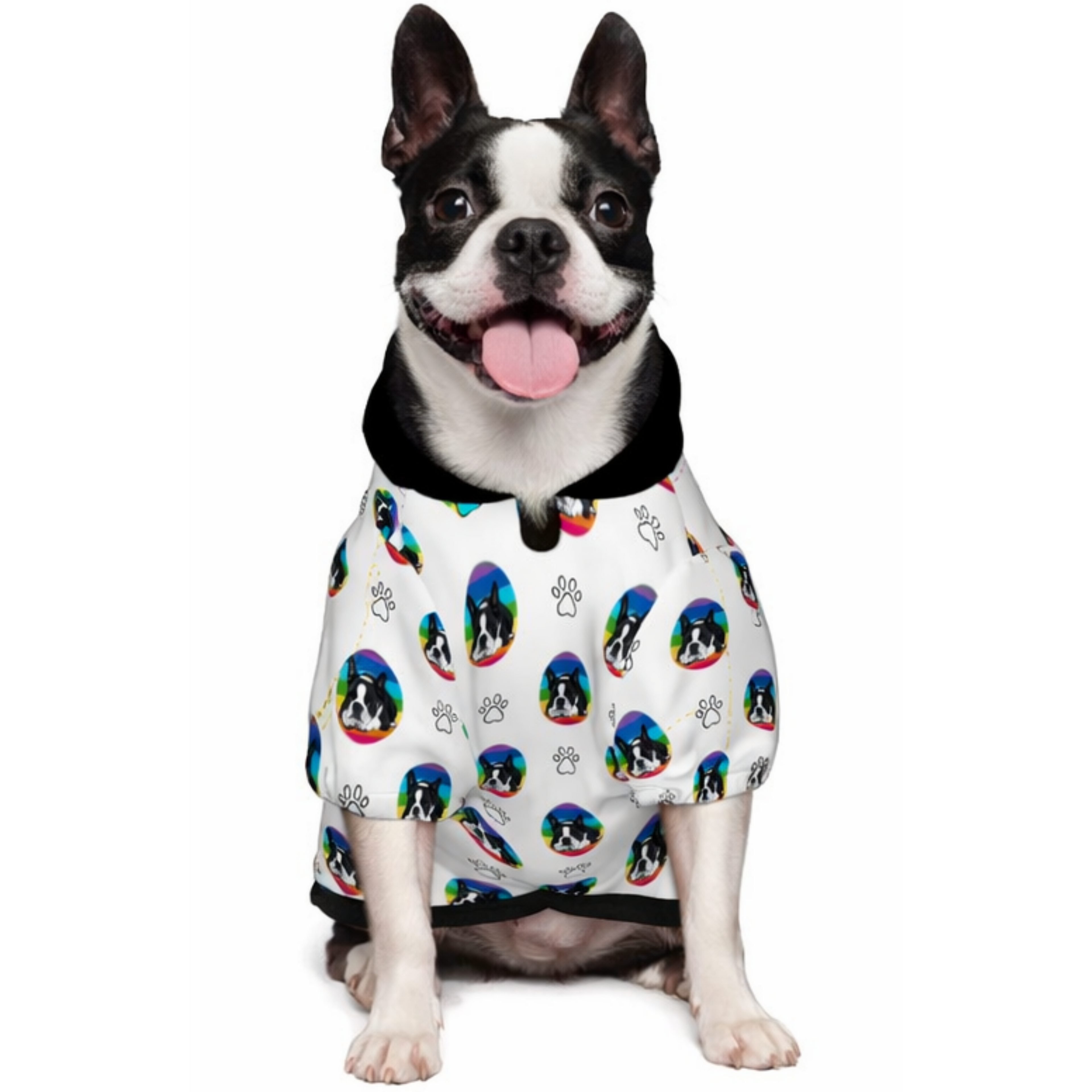 Dog wearing Boston Terrier Themed Pet-Only Hoodie (Add-On) pet hoodie