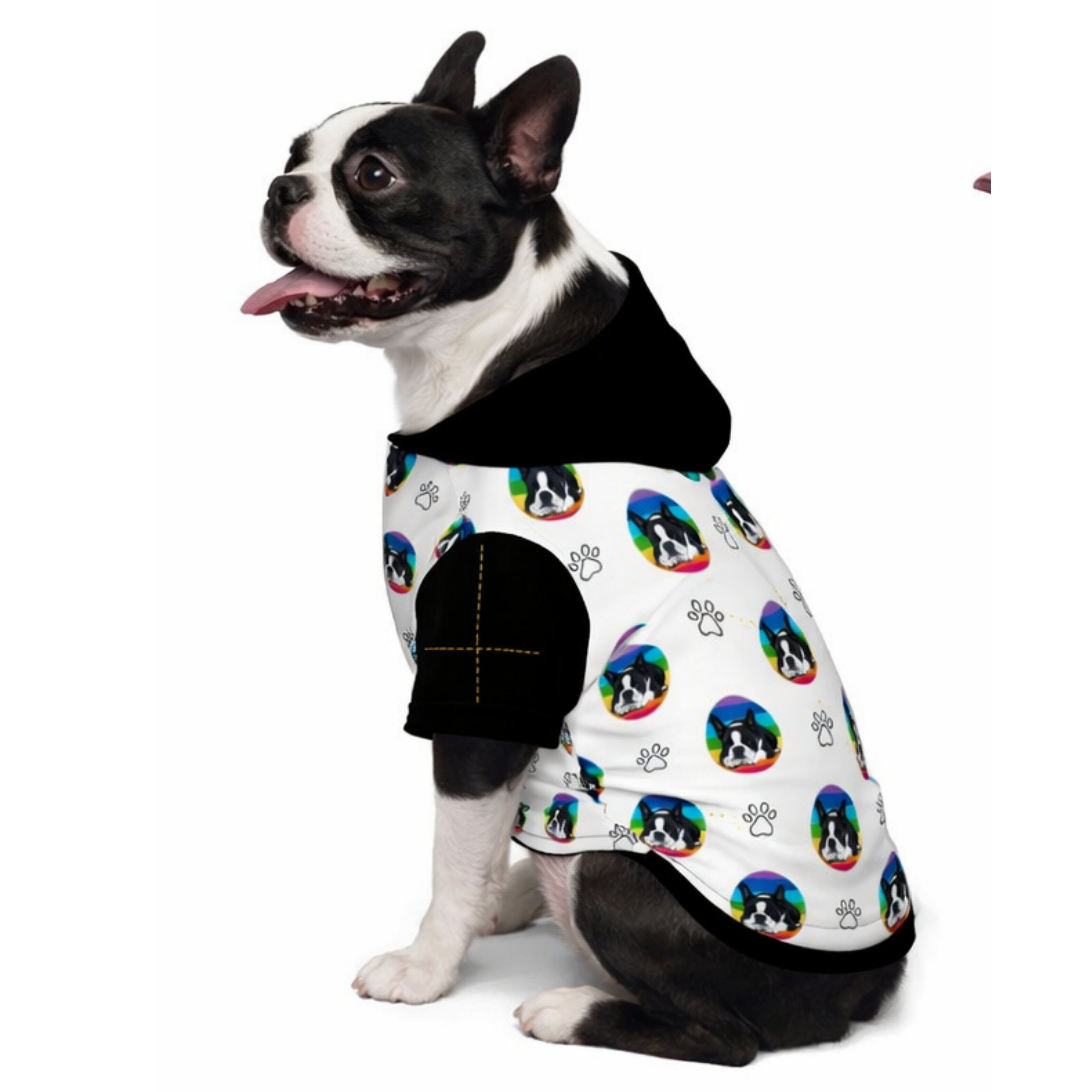 Dog wearing Boston Terrier Themed Pet-Only Hoodie (Add-On) pet hoodie