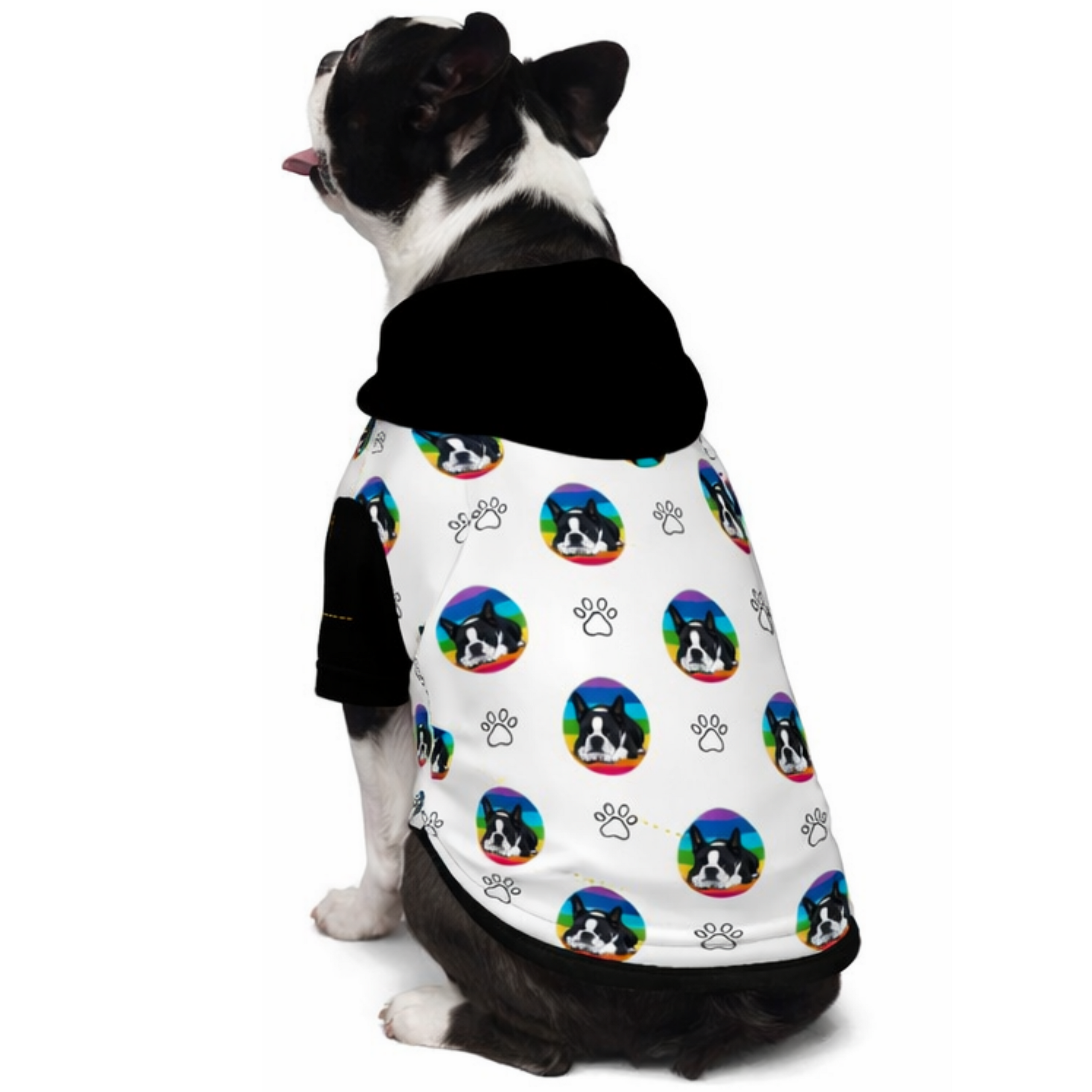 Dog wearing Boston Terrier Themed Pet-Only Hoodie (Add-On) pet hoodie
