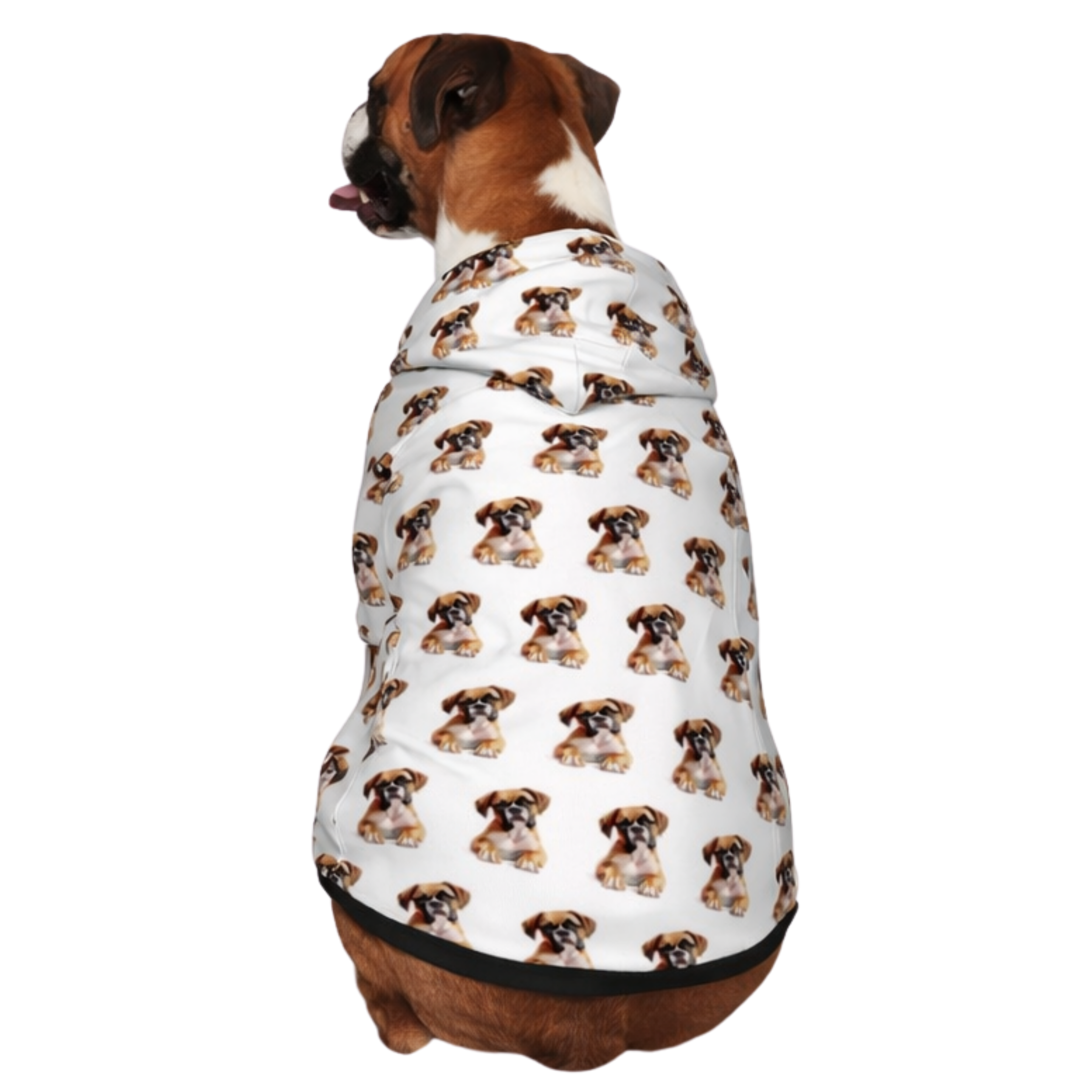 Dog wearing Just a Person Who Loves Boxers Pet Hoodie Back View