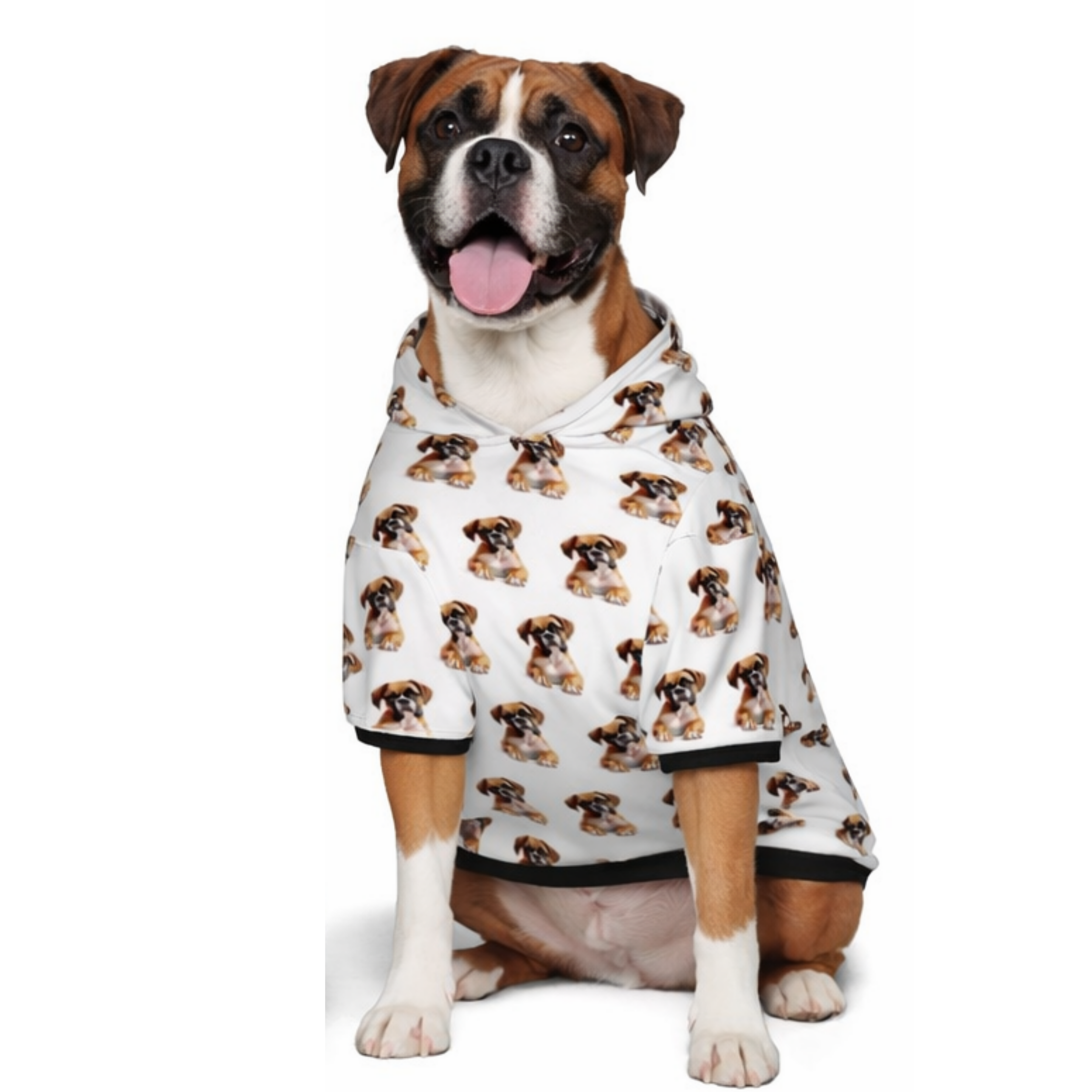 Dog wearing Just a Person Who Loves Boxers Pet Hoodie Side View