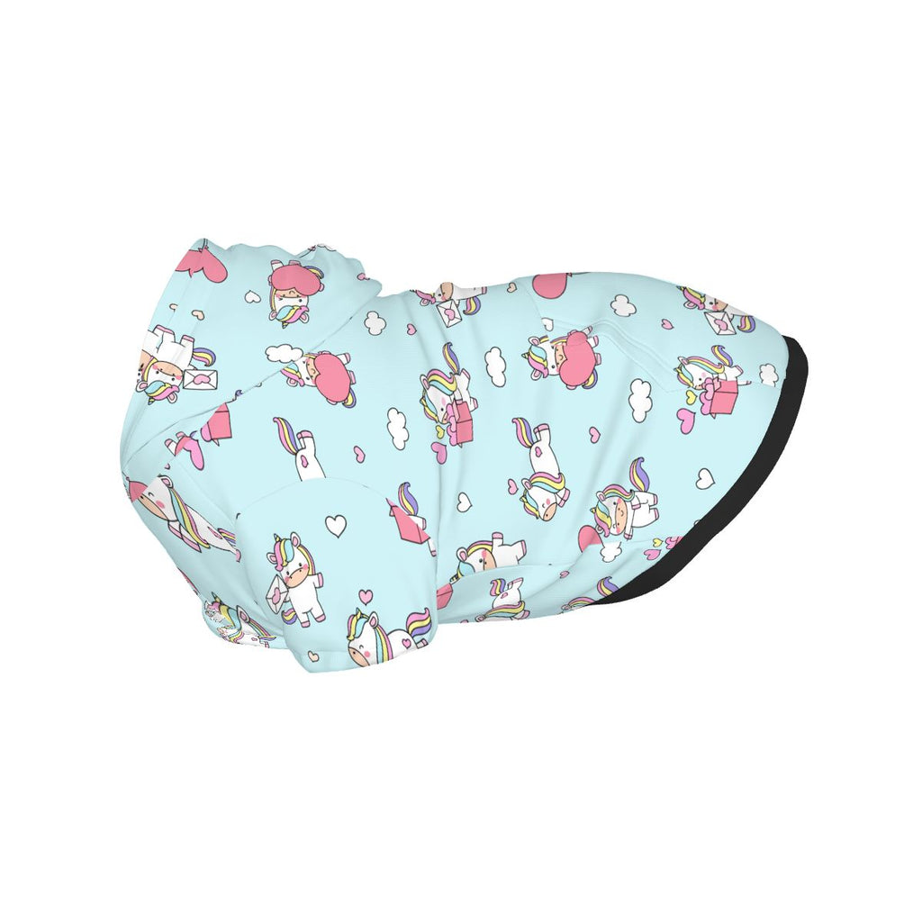 {{pet_type}} wearing Pet Hoodie – Unicorn Balloon Nursery Print Cat and Dog Hoodie pet hoodie