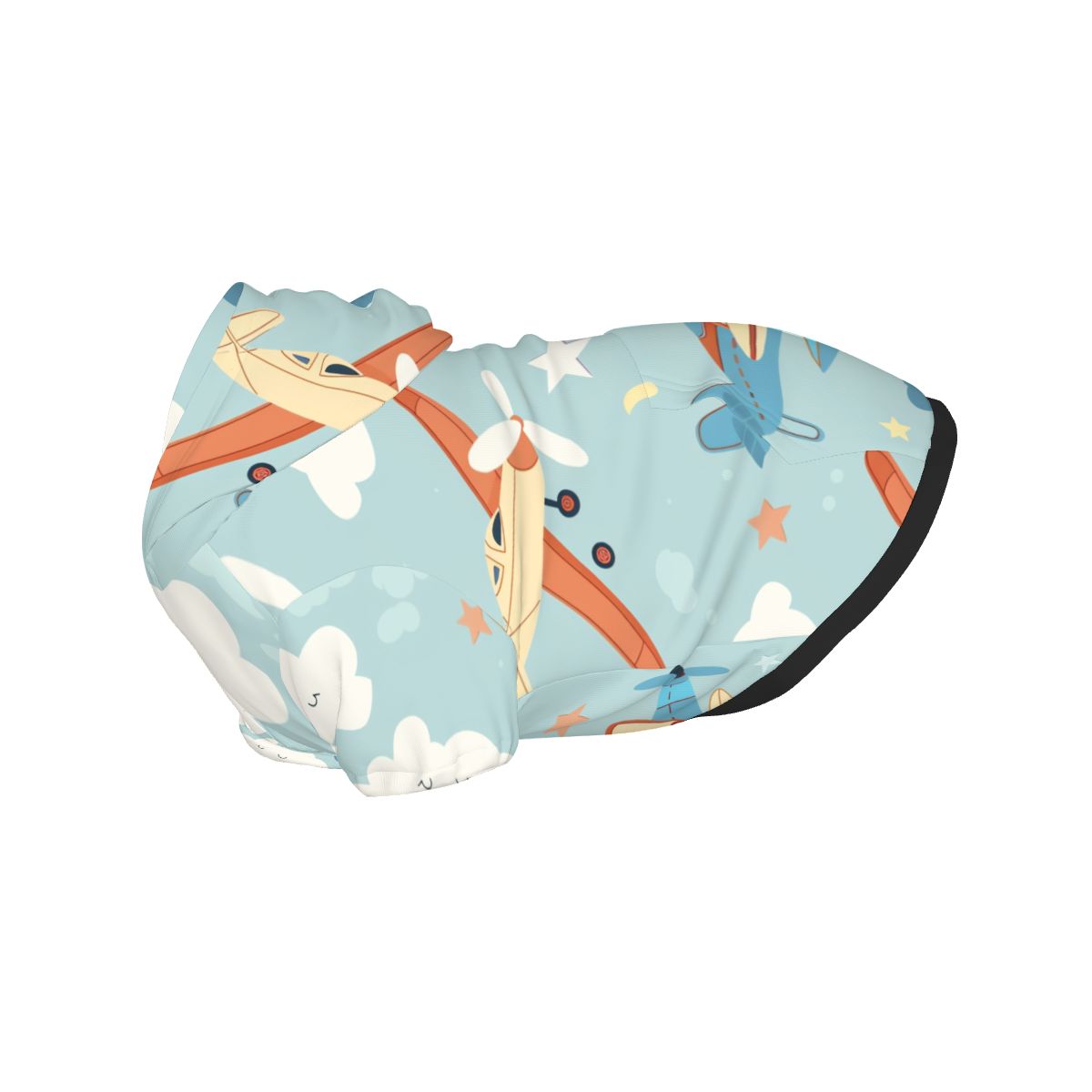 {{pet_type}} wearing Pet Hoodie – Airplane & Clouds Nursery Print Cat and Dog Hoodie pet hoodie