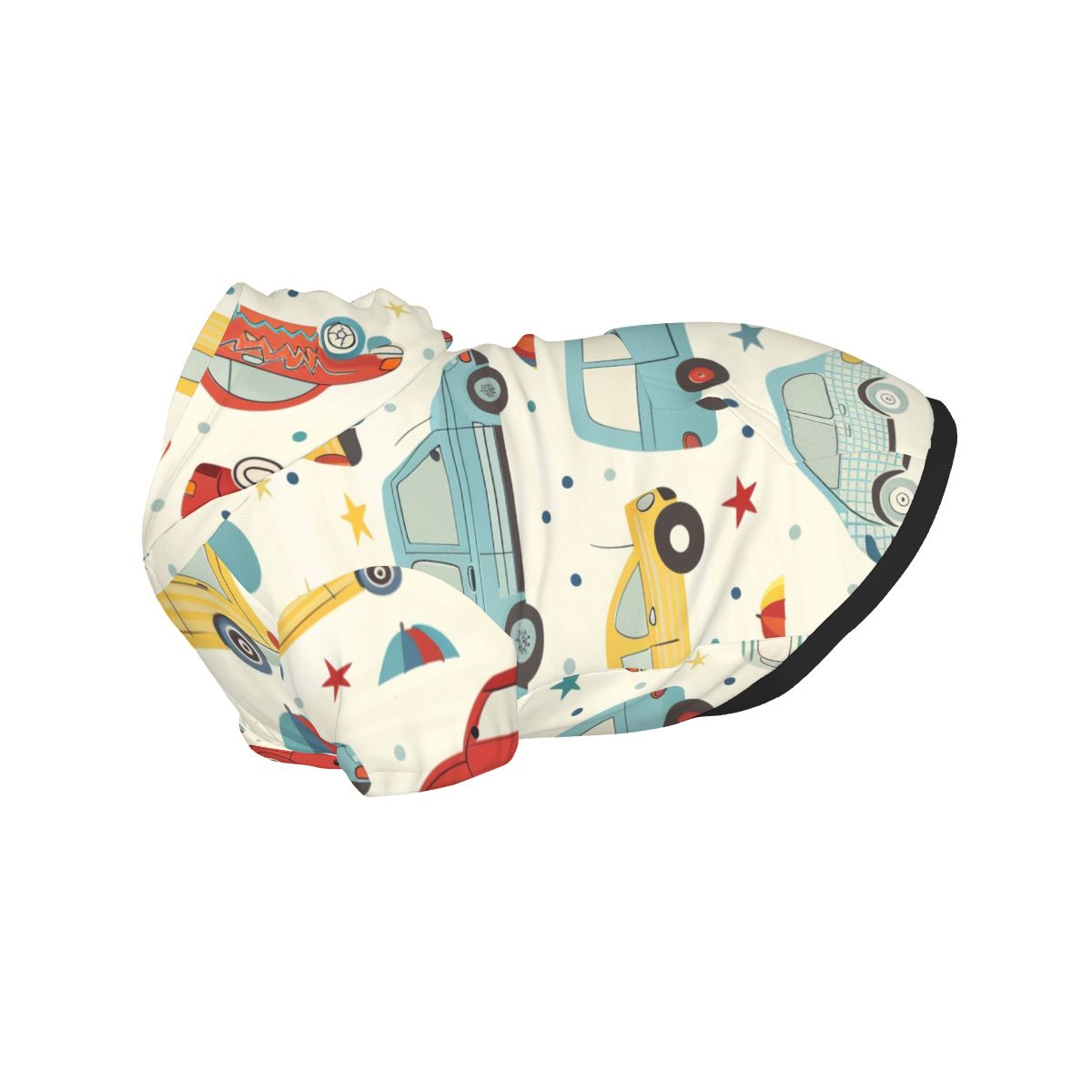 {{pet_type}} wearing Pet Hoodie – Retro Cars Nursery Print (Pale Yellow) Cat and Dog Hoodie pet hoodie