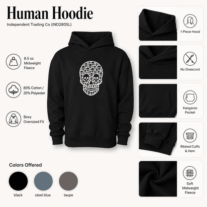 Skull Shape Human Hoodie & Skull Pattern Pet Hoodie Set - FluffnCoBlackSSmatchingset