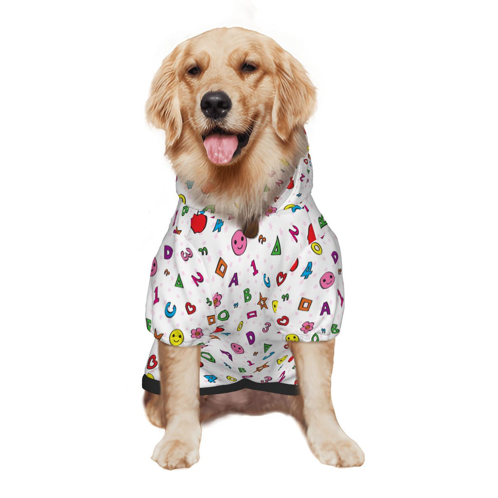 Dog wearing Alphabet & Numbers Nursery Print Pet Hoodies side 2