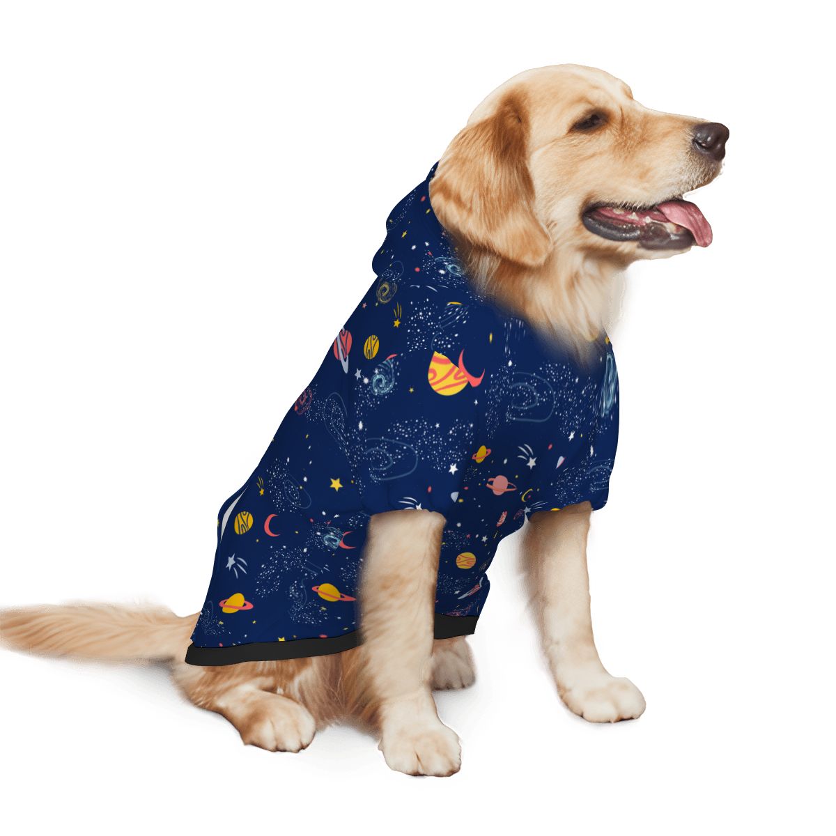  Dog wearing Universe All-Over Nursery Print Cat and Dog Hoodie pet hoodie side view