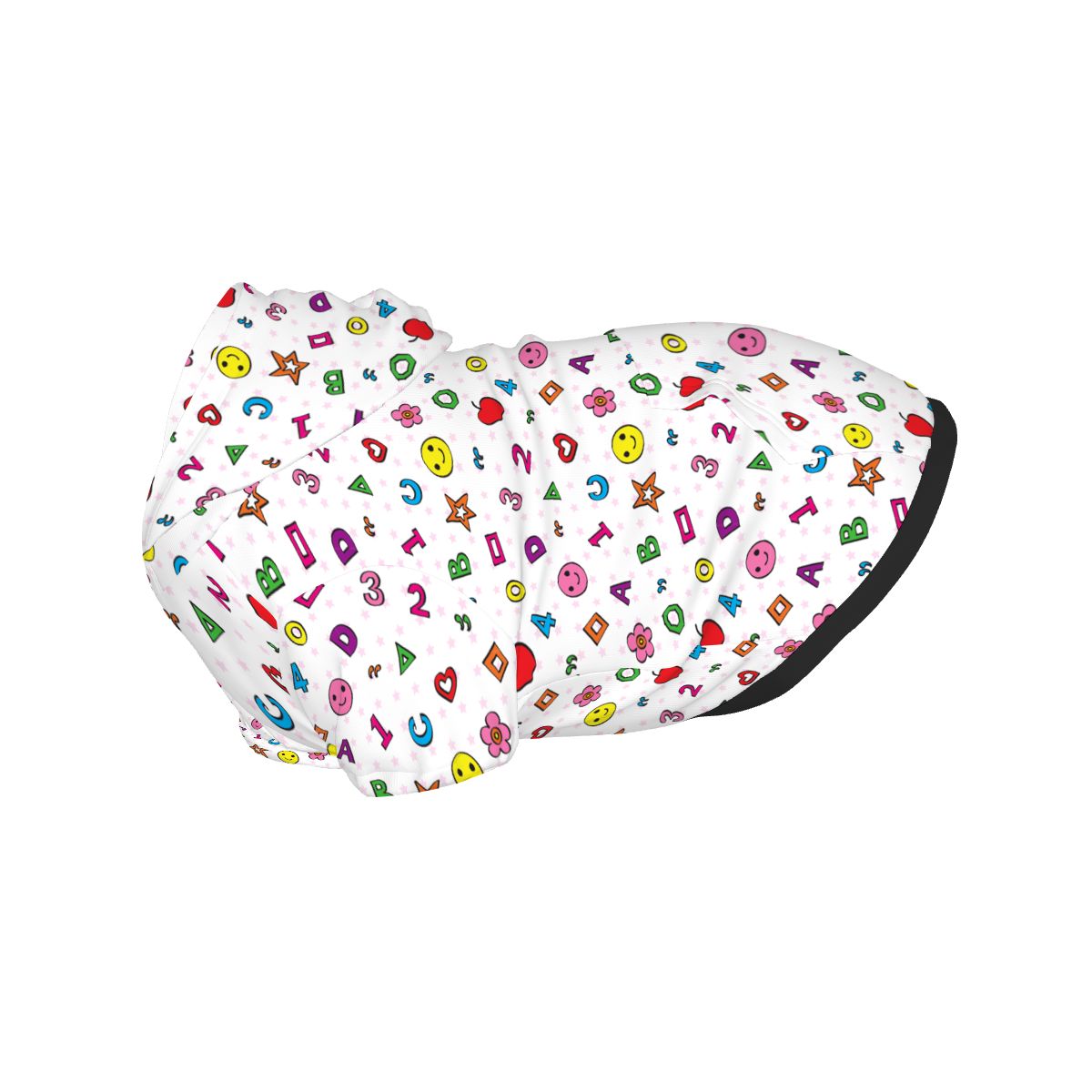 {{pet_type}} wearing Pet Hoodie – Alphabet, Numbers, Happy Face & Stars Nursery Print Cat and Dog Hoodie pet hoodie