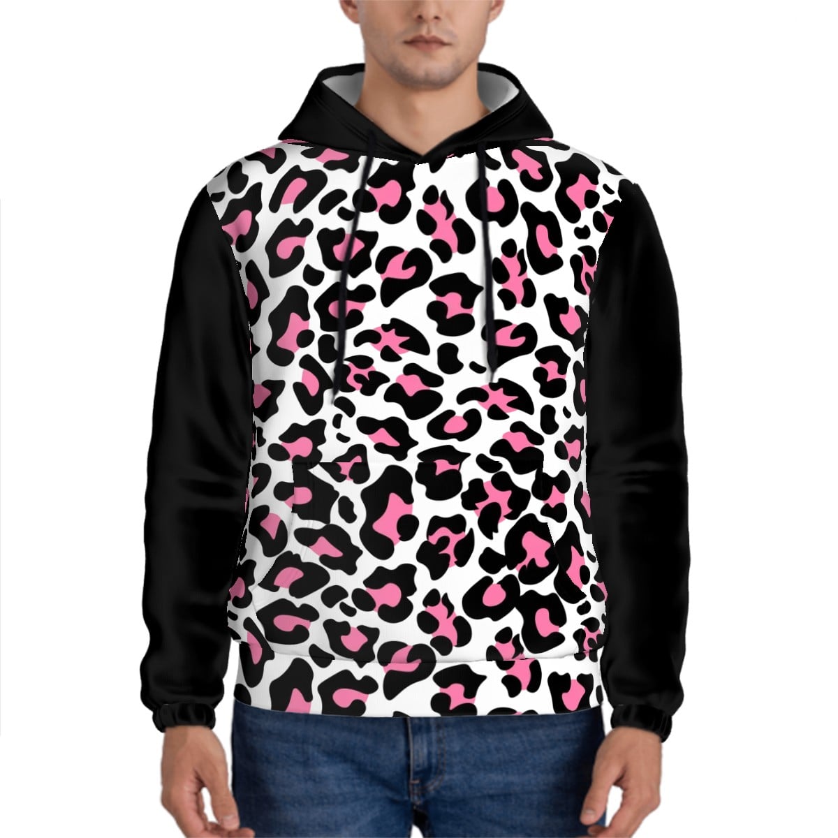 Human wearing Pink Leopard Pattern Pet and Owner Set Front View