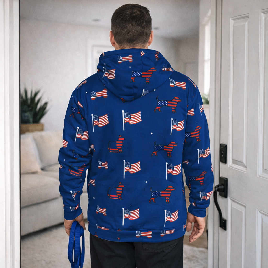 US Themed All Over Print Pet and Human Hoodie Set -Man