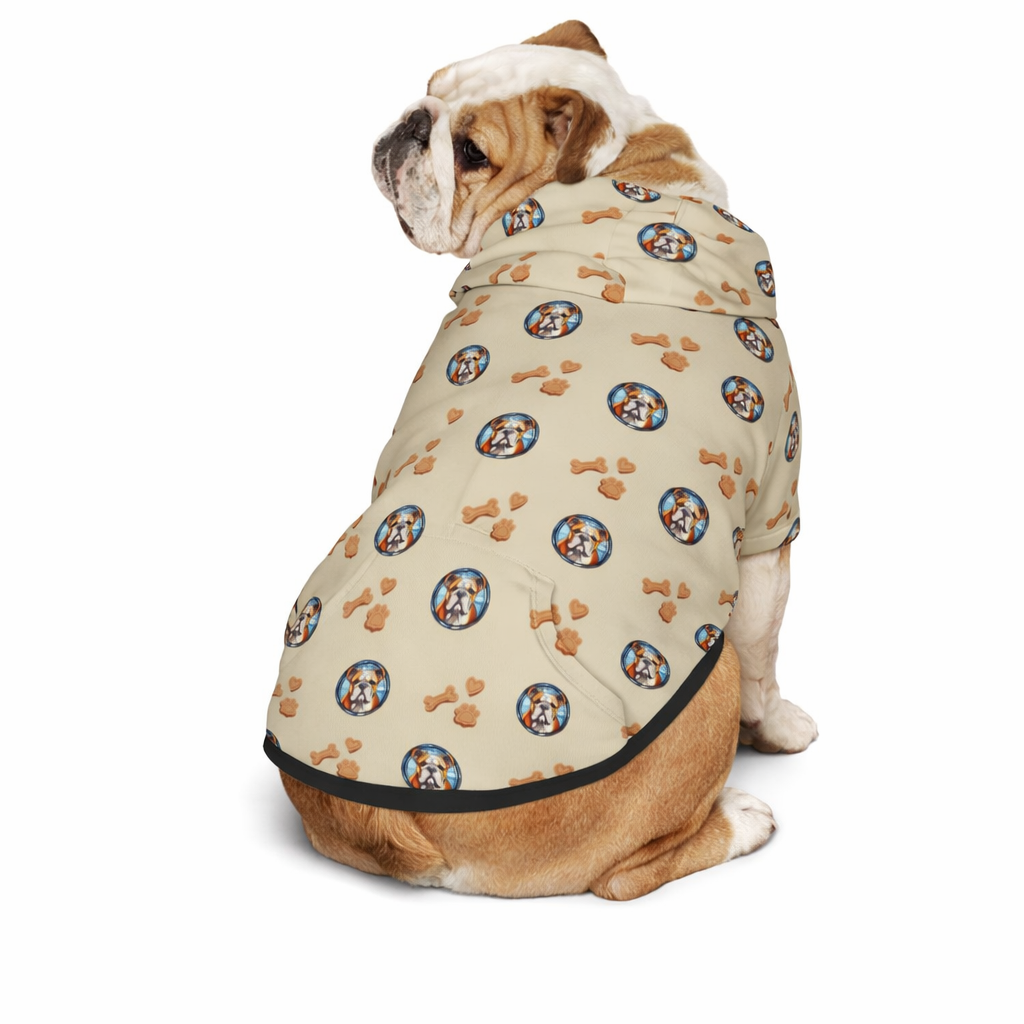 Dog wearing Bulldog Pet Hoodie Back View