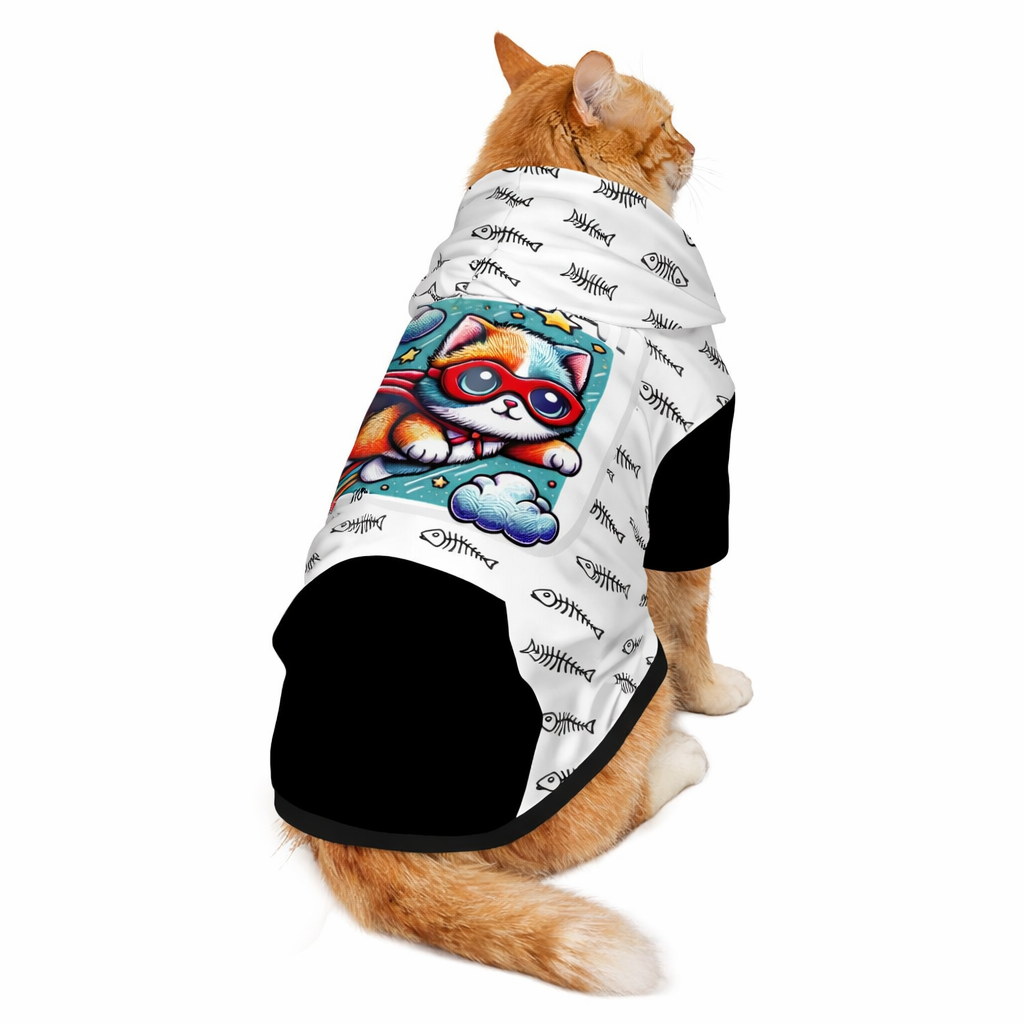 Pet wearing Super Cat Pet Hoodie Back View