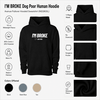Add on Human Hoodie - I'm Broke Dog Poor - FluffnCoBlue Magicxs