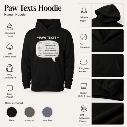 Add on Human Hoodie - Paw Texts - FluffnCoblackxs