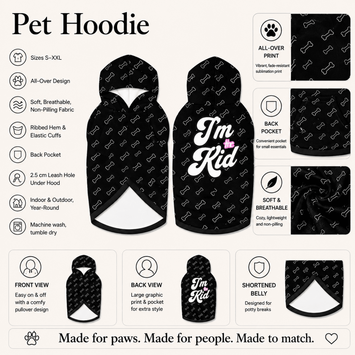 Add on Pet Hoodie - I'm a Mom - FluffnCoS