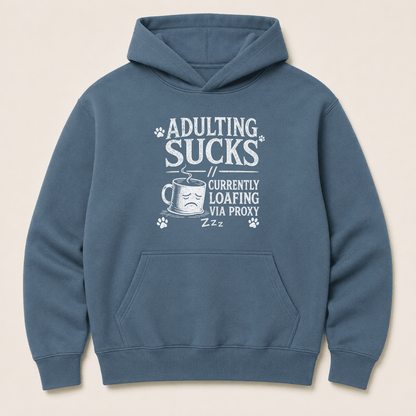 Adulting Sucks Human Hoodie - FluffnCoblackxshuman only