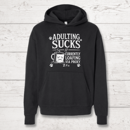 Adulting Sucks Human Hoodie - FluffnCoblackxshuman only