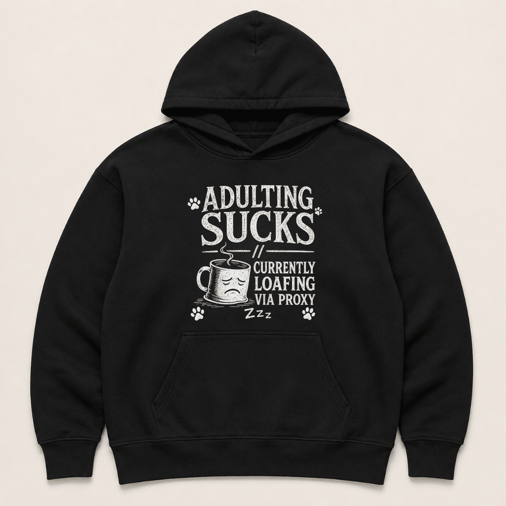 Adulting Sucks Human Hoodie - FluffnCoblackxshuman only