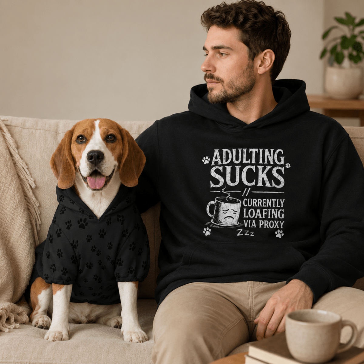 Adulting Sucks Pet and Owner Hoodie Set - FluffnCoblackxsS