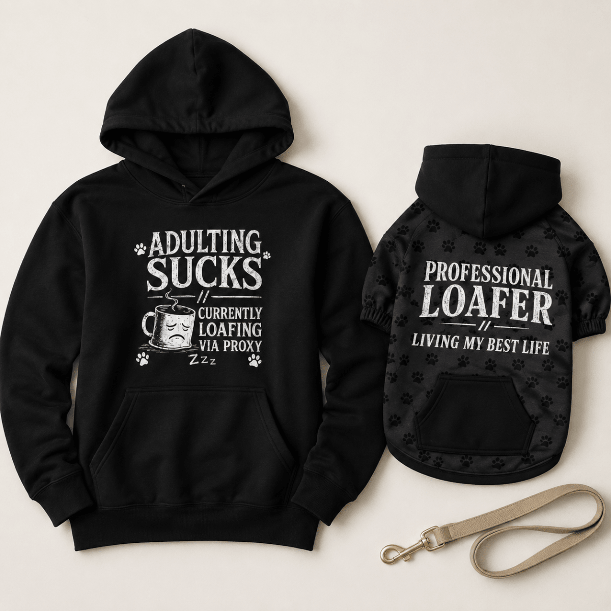 Adulting Sucks Pet and Owner Hoodie Set - FluffnCoblackxsS