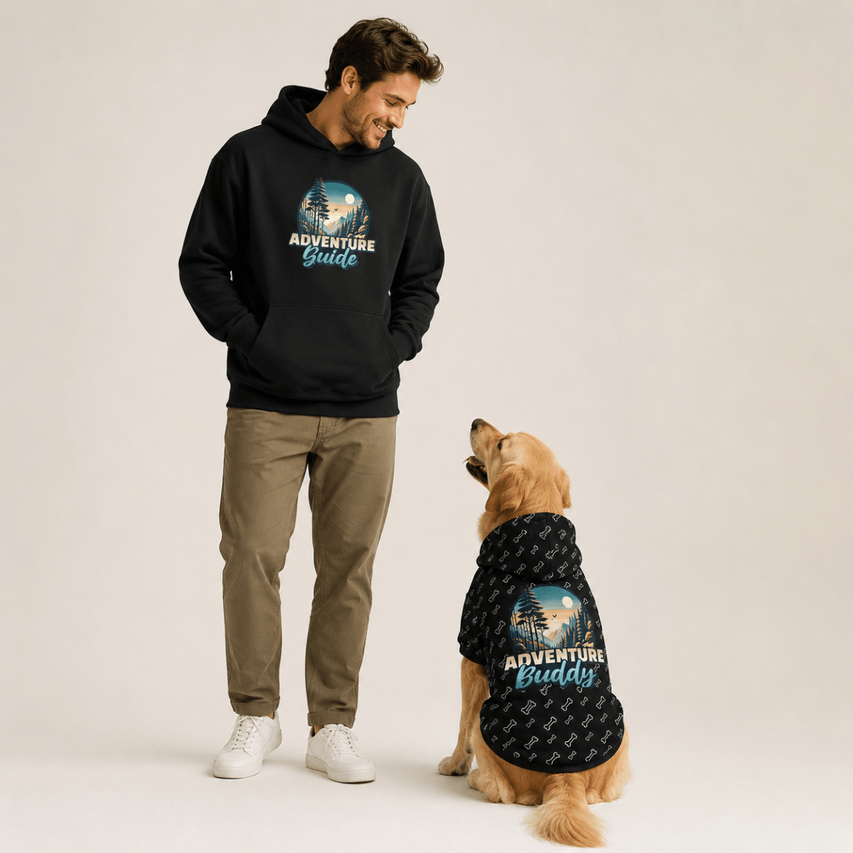 Adventure Guide & Buddy Human and Pet Hoodie Set - FluffnCoSblackxs