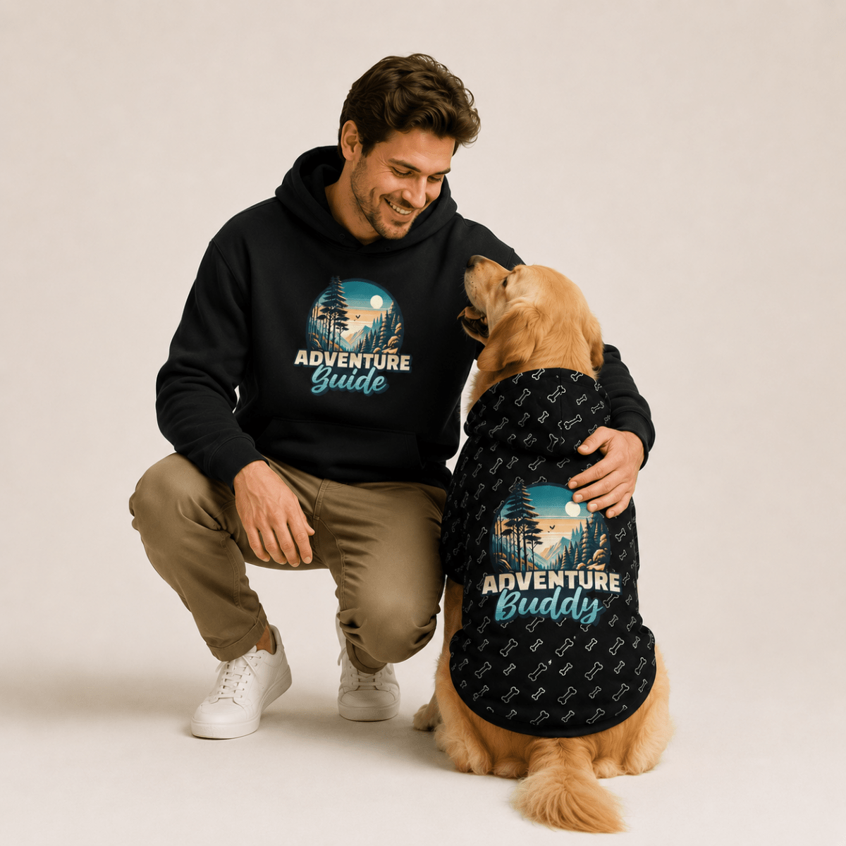 Adventure Guide & Buddy Human and Pet Hoodie Set - FluffnCoSblackxs