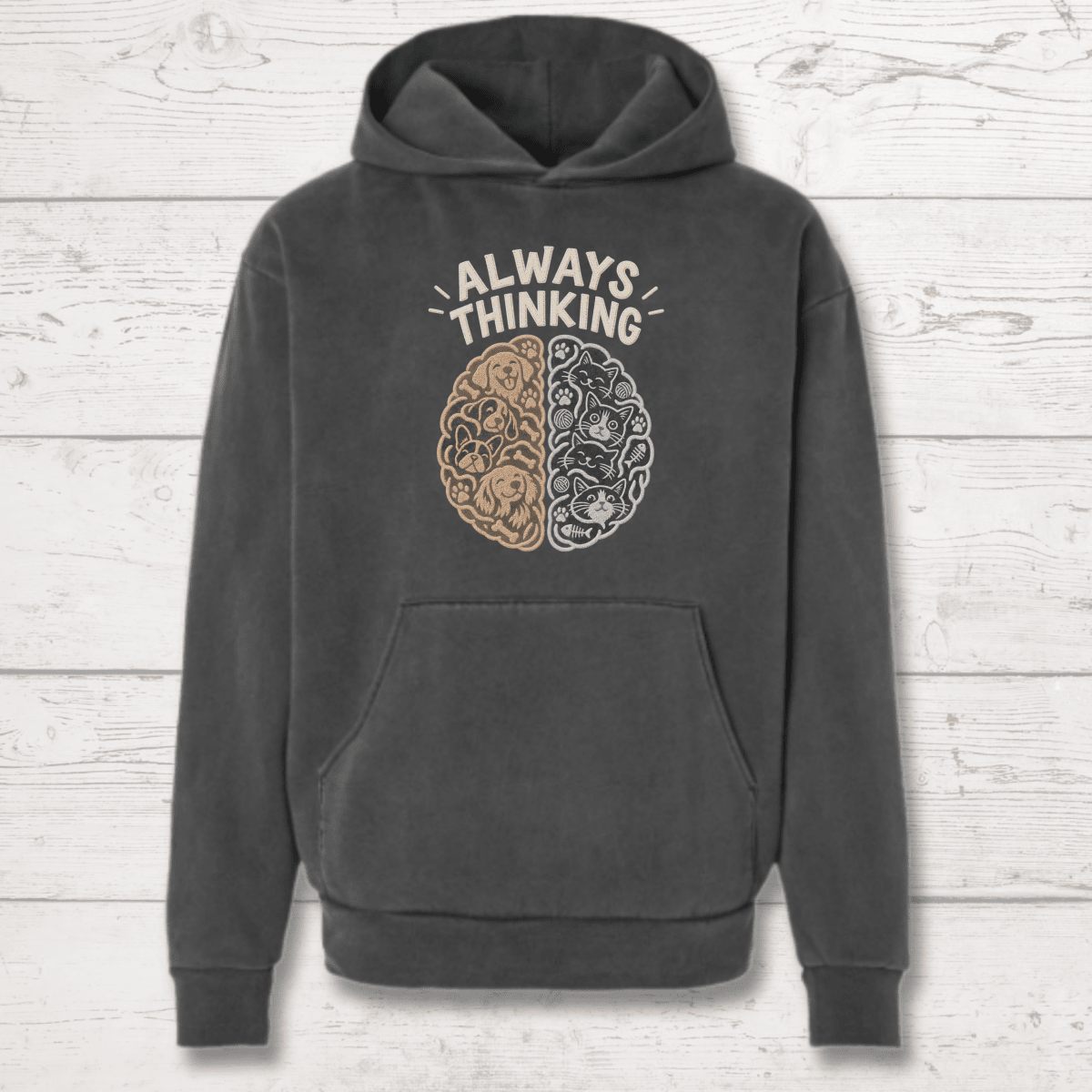 Always Thinking Human Hoodie - FluffnCoblackxssoft