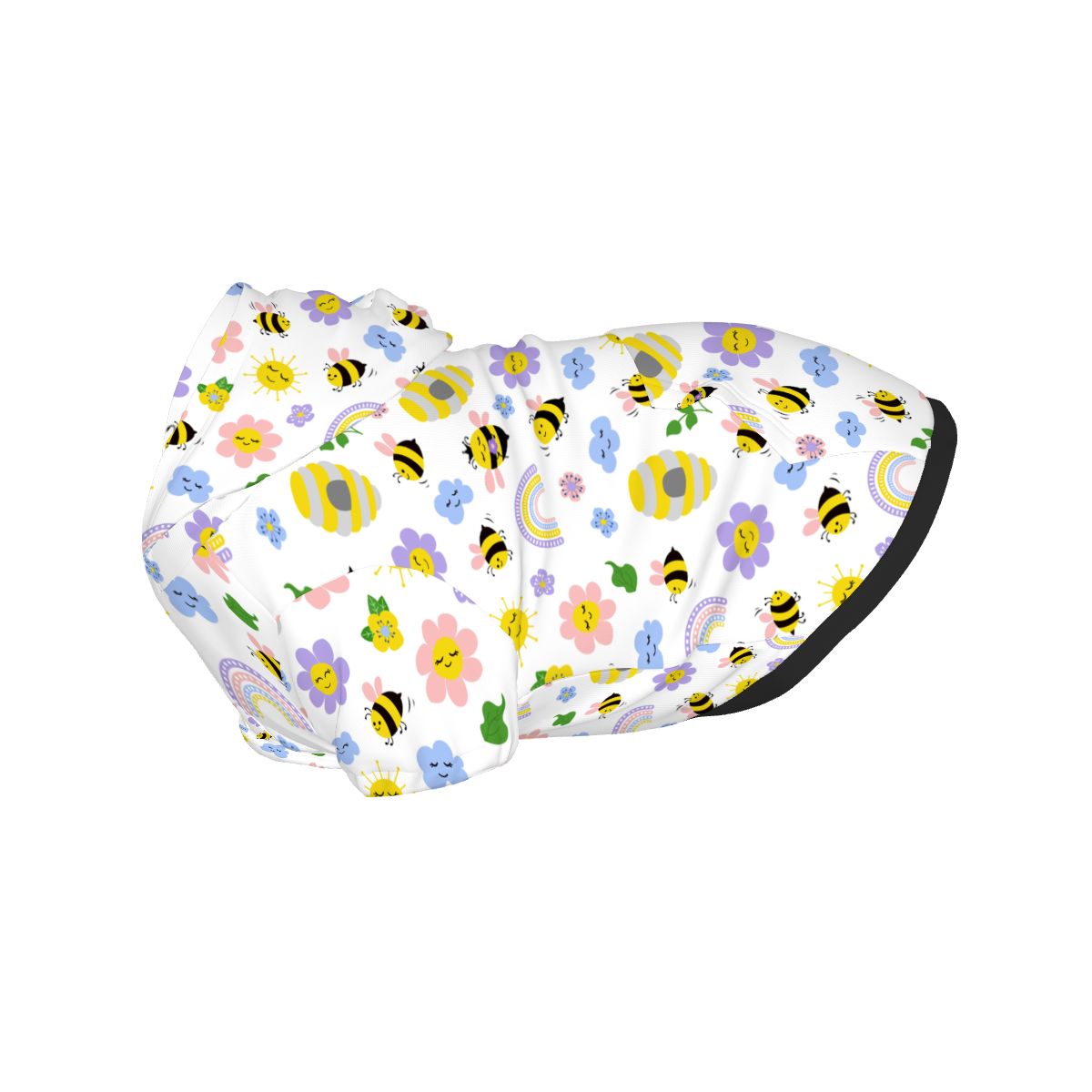 {{pet_type}} wearing Pet Hoodie – Bees and Flowers Nursery Print Cat and Dog Hoodie pet hoodie