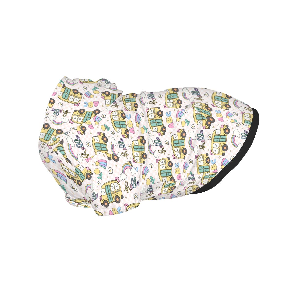 {{pet_type}} wearing Pet Hoodie – Yellow Bus Nursery Print Cat and Dog Hoodie pet hoodie