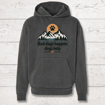 Bad days happen Dogs help Human Hoodie - FluffnCoGrey Heatherxs