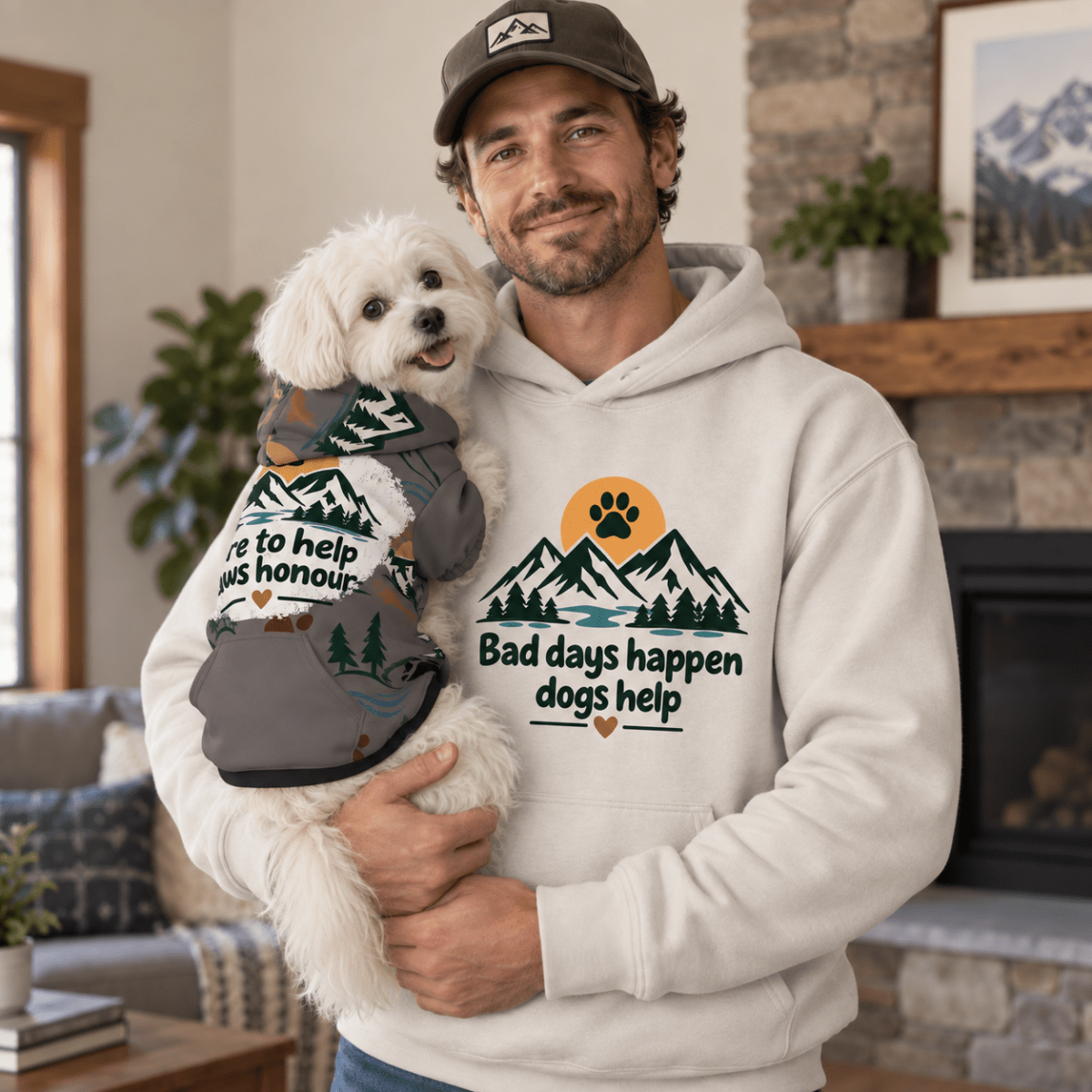 Bad days happen Dogs help Human Hoodie - FluffnCoGrey Heatherxs
