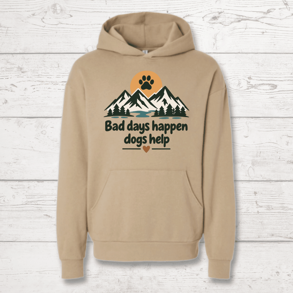 Bad days happen Dogs help Human Hoodie - FluffnCoGrey Heatherxs