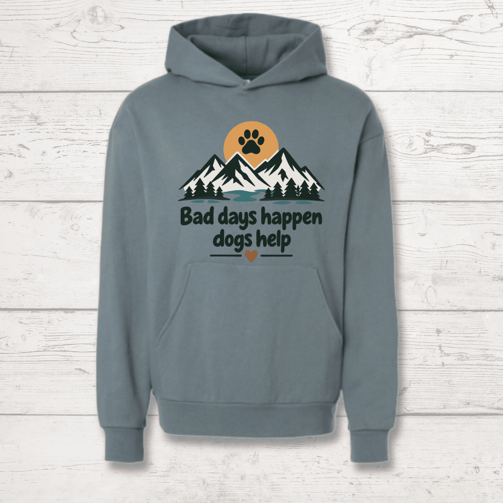 Bad days happen Dogs help Human Hoodie - FluffnCoGrey Heatherxs